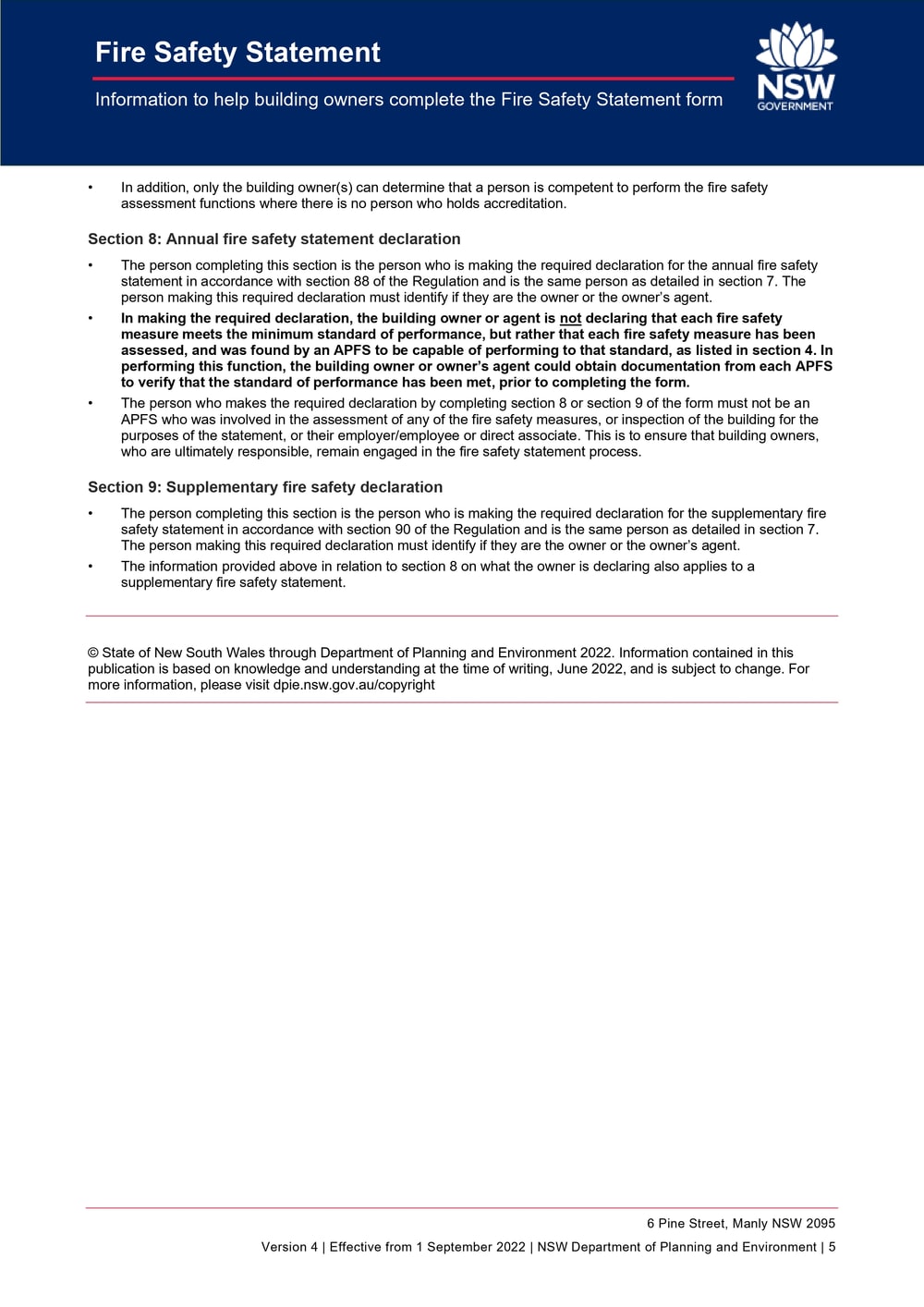 Annual Fire Safety Statement — page 5 of 5